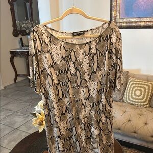 Jones New York Snake Print Blouse in Cream and Black